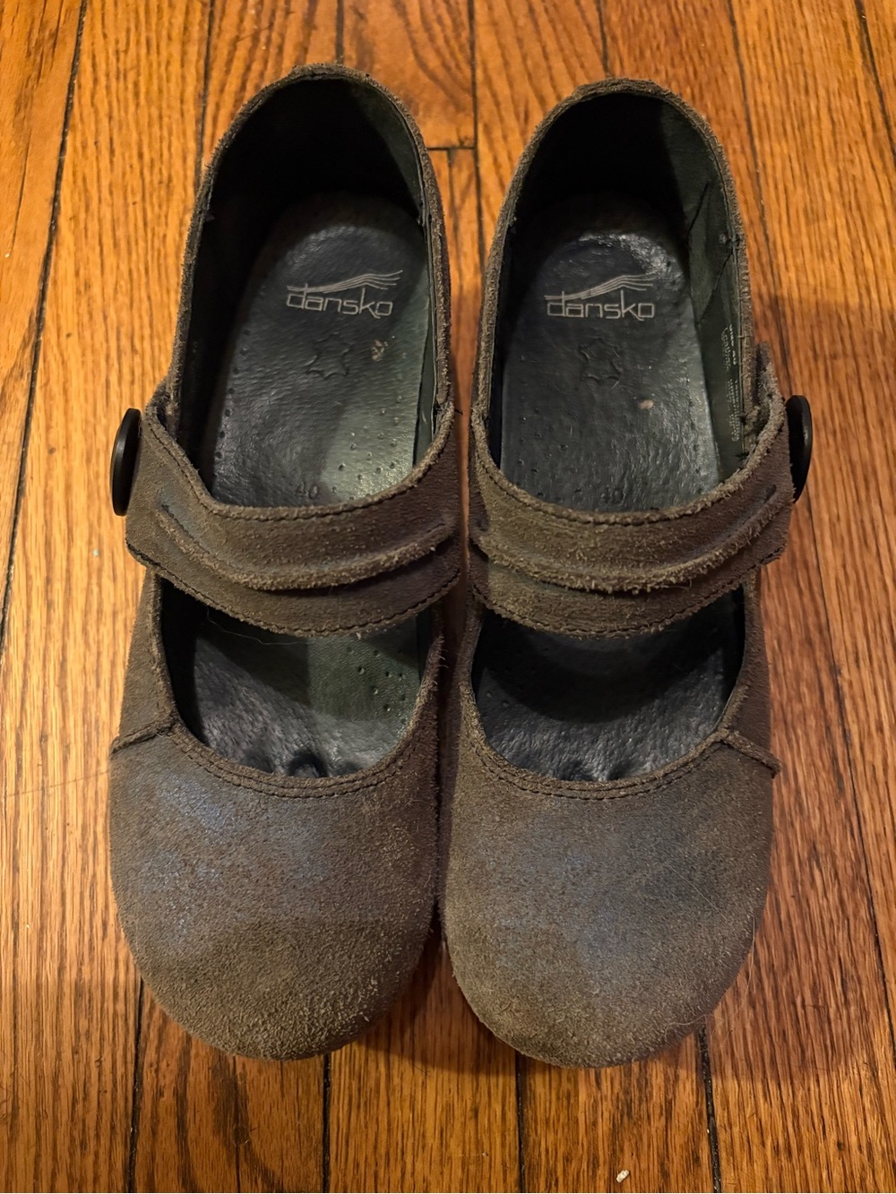 Dansko Gray/Brown Suede Mary Jane Shoes